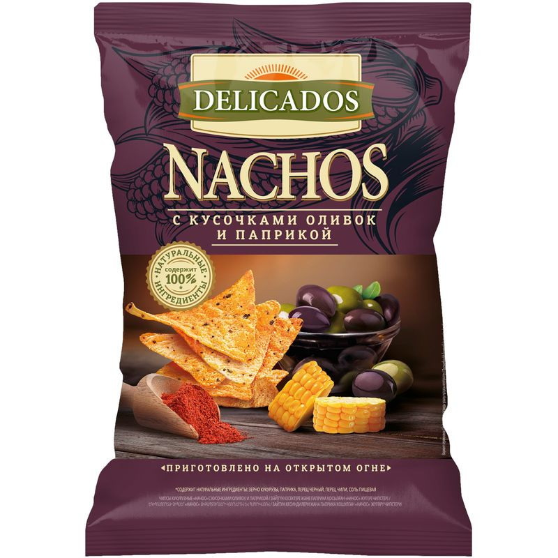 Изображение товара Начос Delicados с кусочками оливок и паприкой 150г Россия