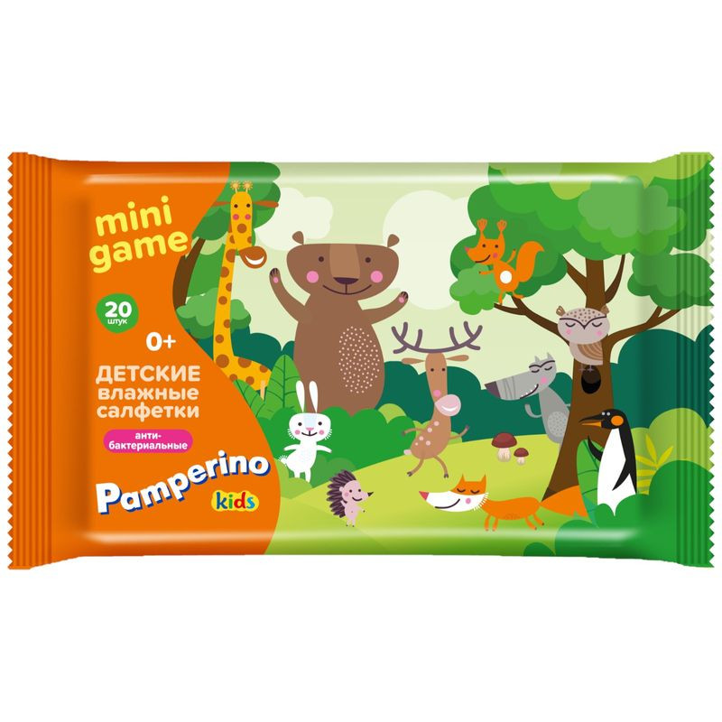 Изображение товара Влажные антибактериальные салфетки Pamperino 20 шт гигиена и уход