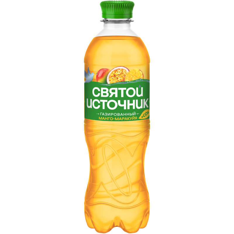 Изображение товара Напиток газированный Святой Источник Вода+Сок со вкусом манго-маракуйя, 500мл