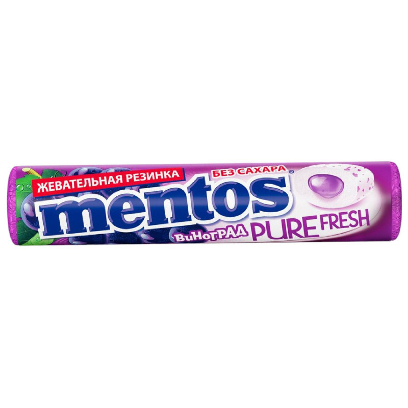 Изображение товара Жевательная резинка Mentos Pure Fresh Виноград, 15.5г
