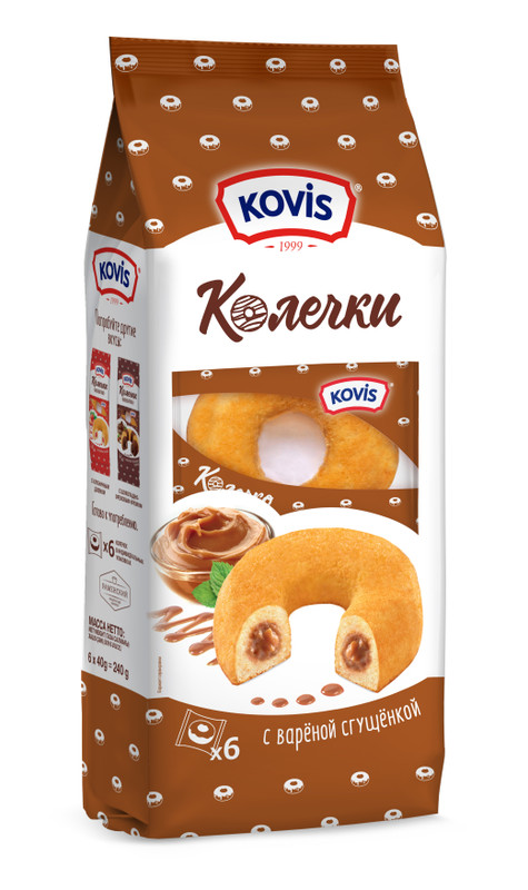 Изображение товара Изделия хлебобулочные Kovis Колечки сдобные с кремом варёная сгущёнка, 240г