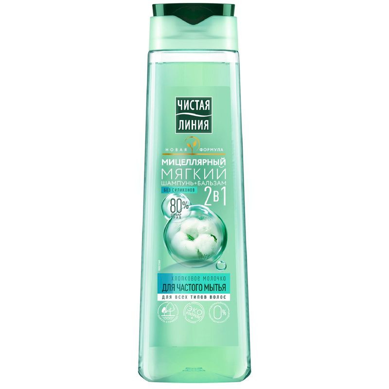 Изображение товара Шампунь-бальзам Чистая Линия Мицеллярный 2в1 400мл