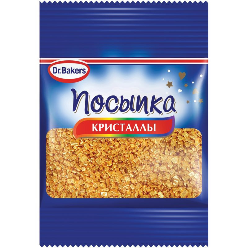 Изображение товара Посыпка Dr. Bakers Кристаллы золото 10г кондитерская украшение