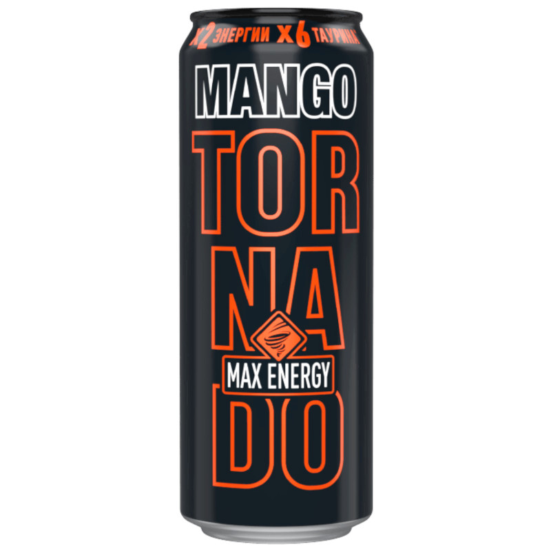 Изображение товара Напиток энергетический Tornado Max Energy Mango тонизирующий газированный, 450мл