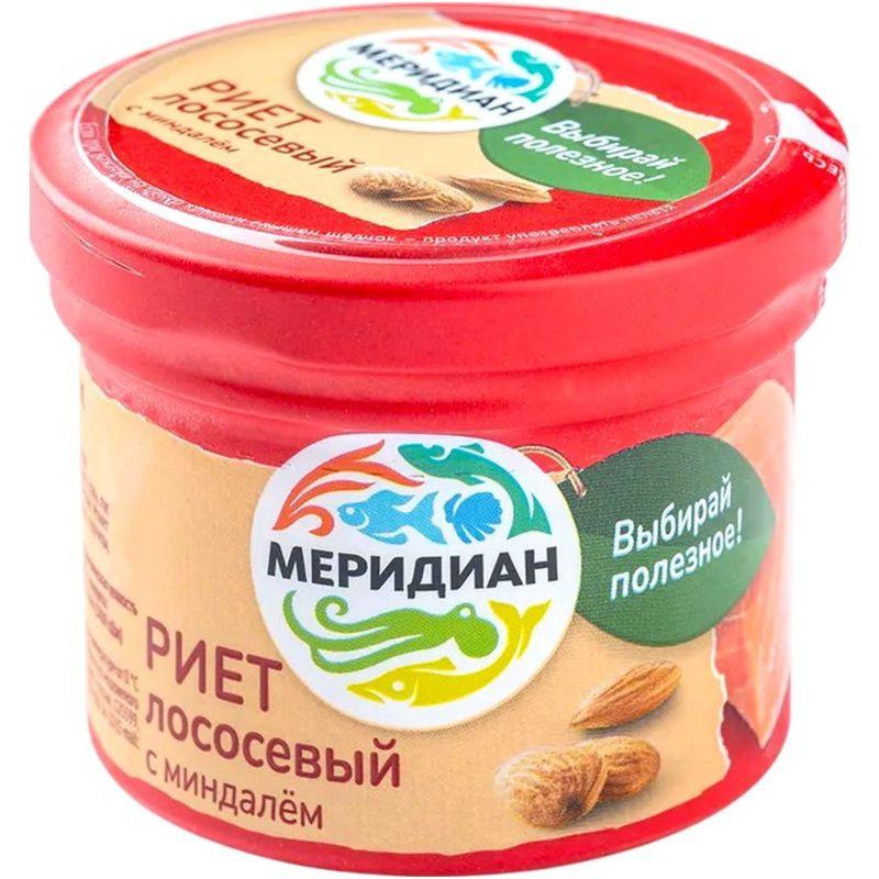 Изображение товара Риет Меридиан лососевый с миндалем 100г деликатес натуральный вкус