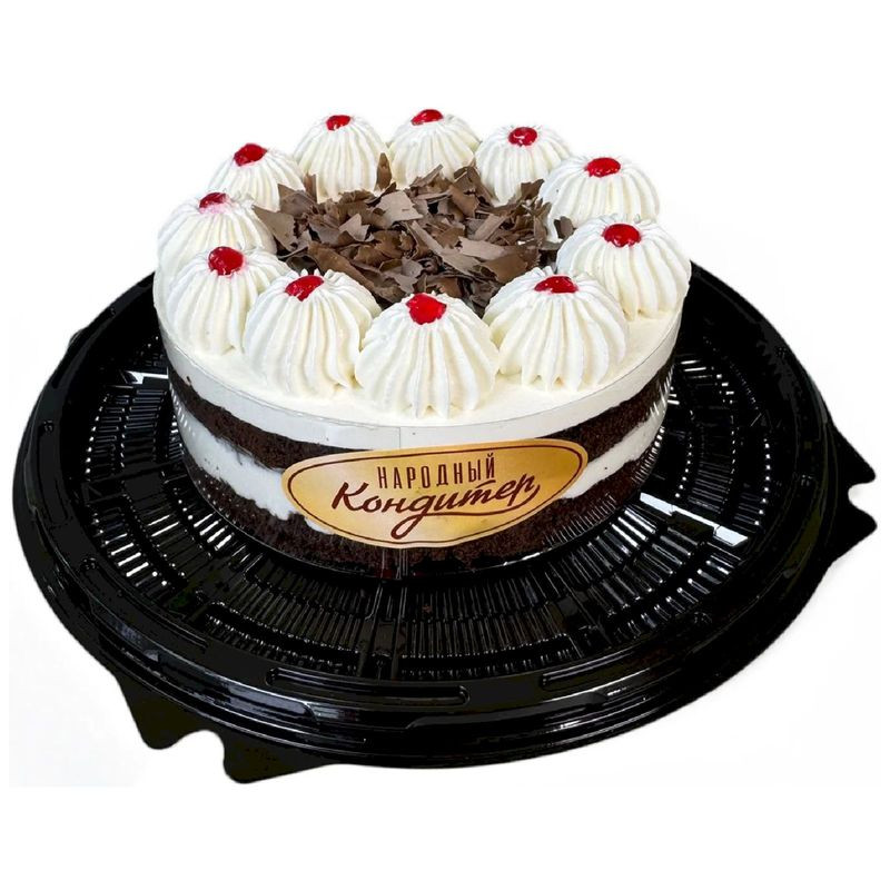 Изображение товара Торт Народный Кондитер Чёрный Лес 440г бисквитный с вишневым кремом
