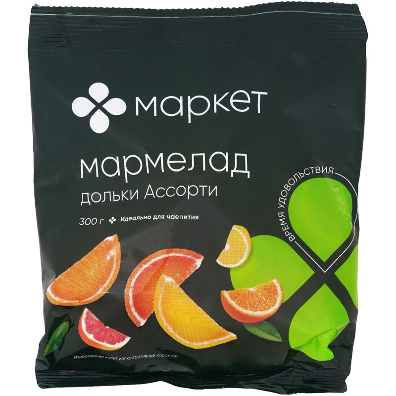 Изображение товара Мармелад Дольки Ассорти Желейный 300г Маркет Россия