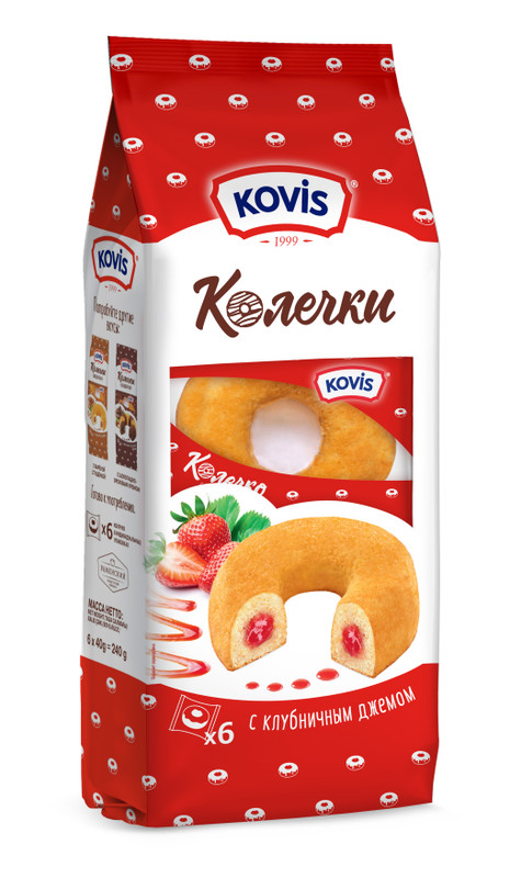 Изображение товара Изделия хлебобулочные Kovis Колечки сдобные с клубничным джемом, 240г