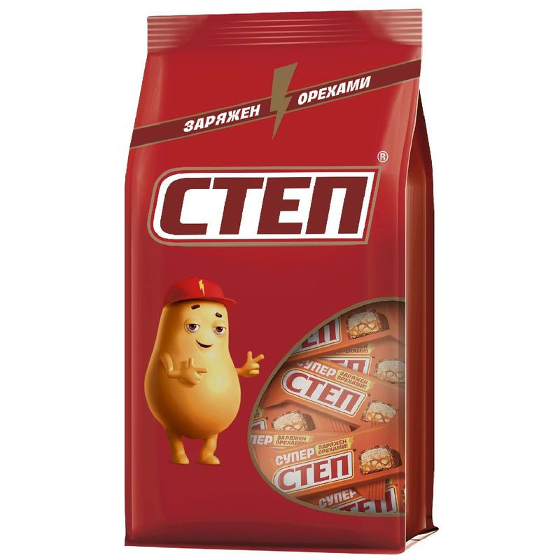 Изображение товара Конфеты КО Славянка глазированные Super Step темный шоколад с орехами 196г