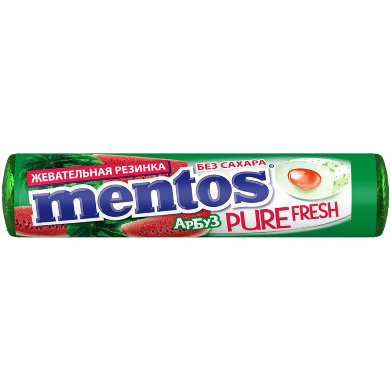 Изображение товара Жевательная резинка Mentos Pure Fresh Арбуз 15.5г с освежающим вкусом ягоды