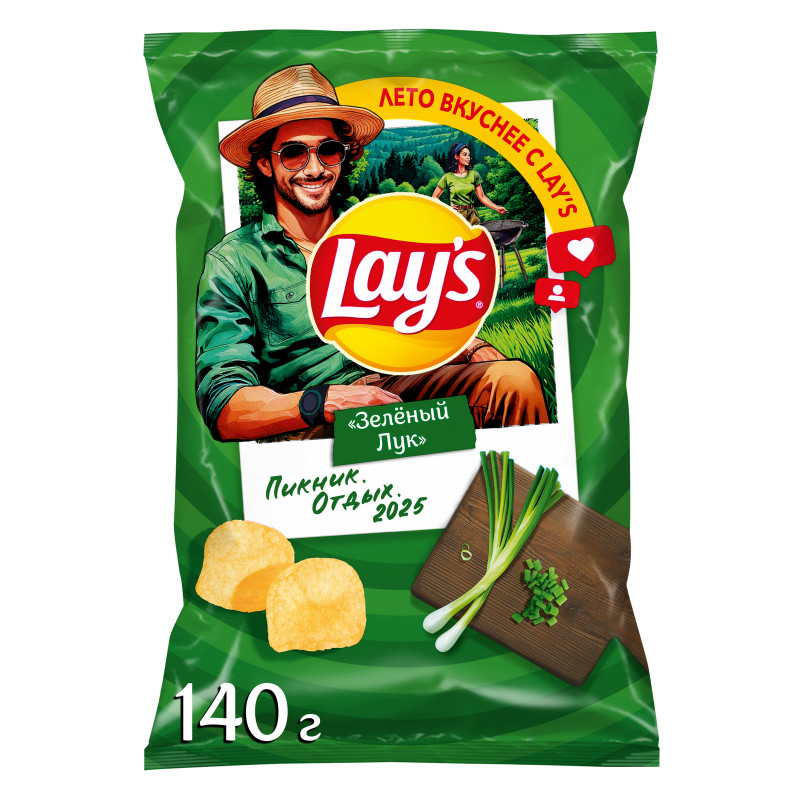 Изображение товара Чипсы картофельные Lay's со вкусом молодого зелёного лука, 140г