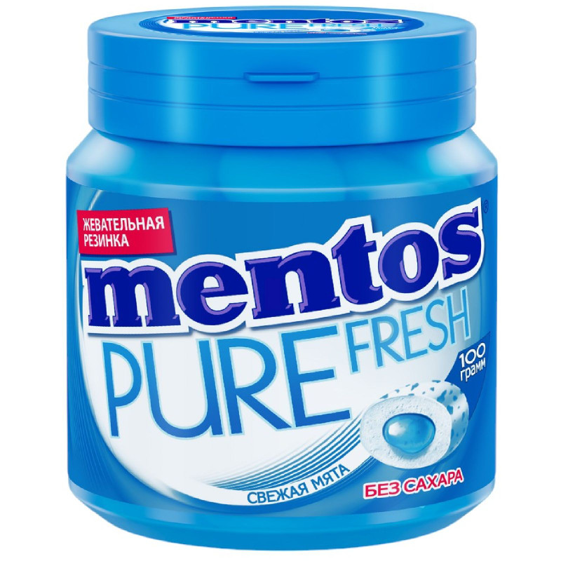 Изображение товара Жевательная резинка Mentos Pure Fresh Свежая мята, 100г
