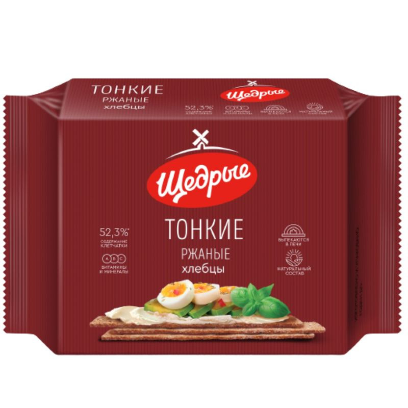 Хлебцы Щедрые ржаные тонкие 170г - купить с доставкой в Москве в Перекрёстке - 3497593