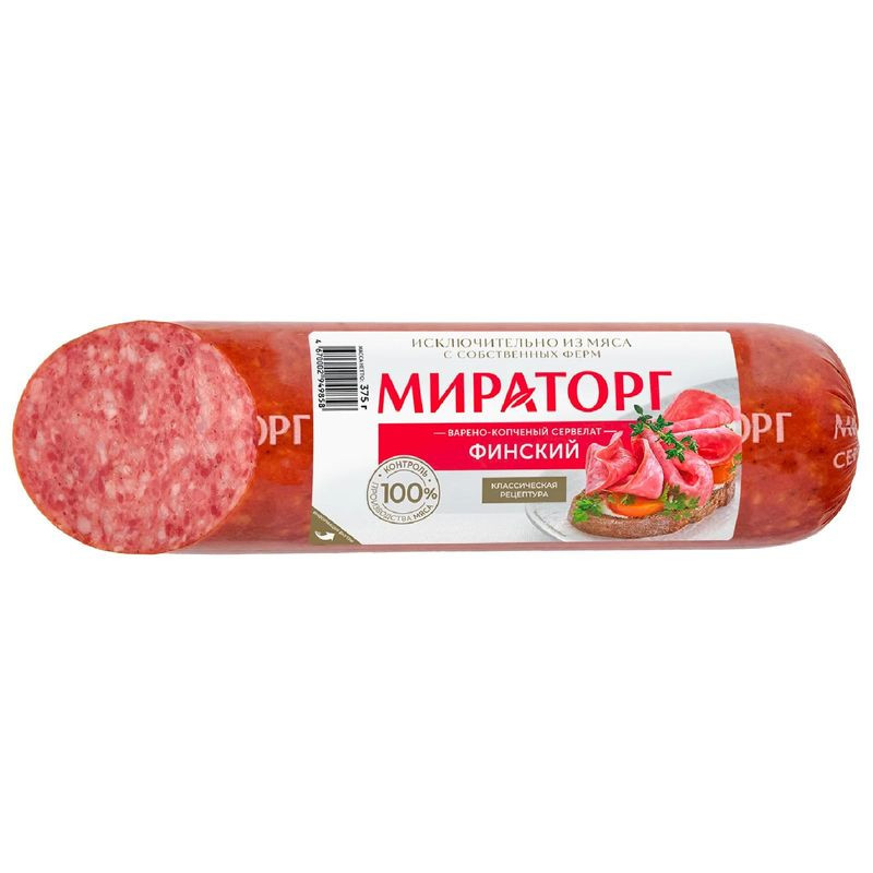 Изображение товара Мираторг Финский варёно-копчёный сервелат, 375г натуральный вкус