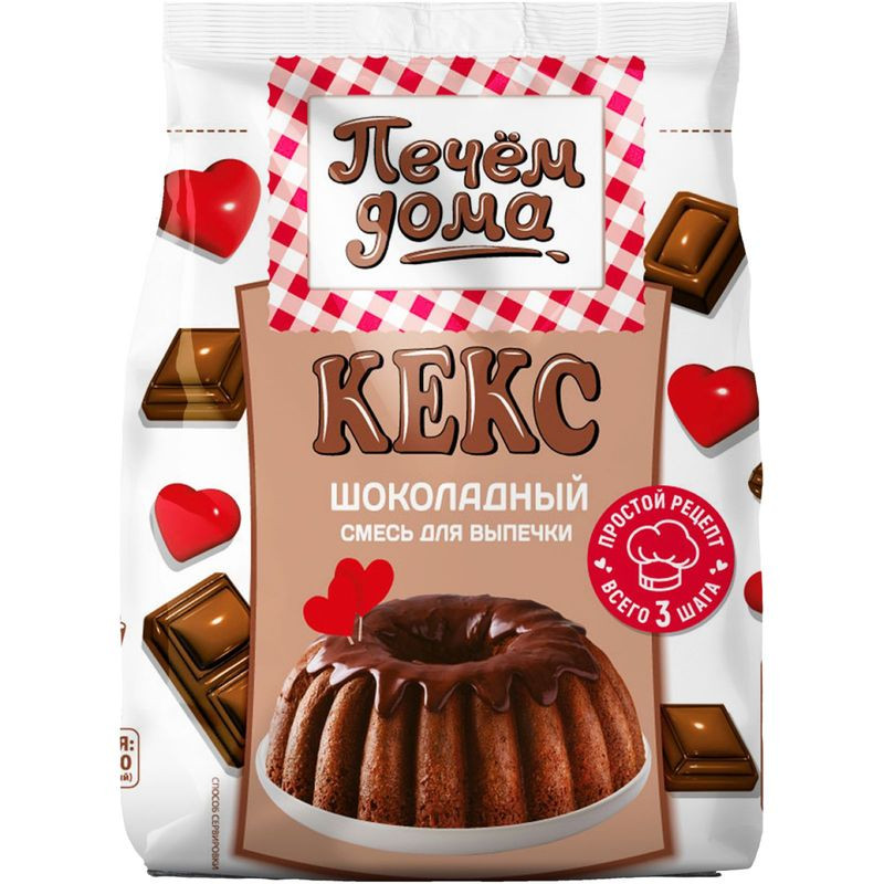 Изображение товара Смесь для выпечки шоколадный кекс Печём Дома 300 г Русский Продукт