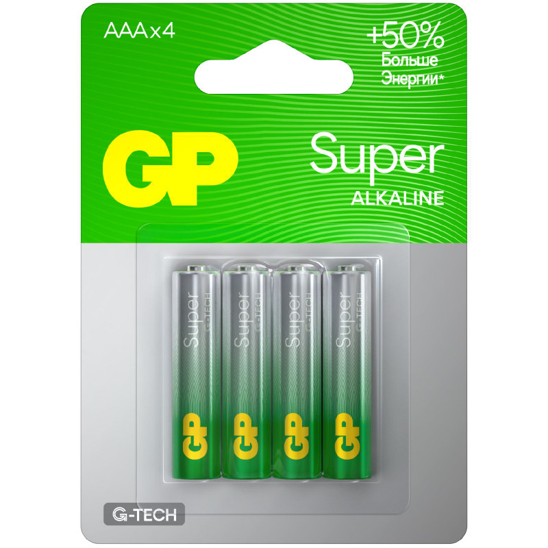 Изображение товара Батарейки GP Super ААА BC 24А, 4 шт — алкалиновые элементы для электронных устройств