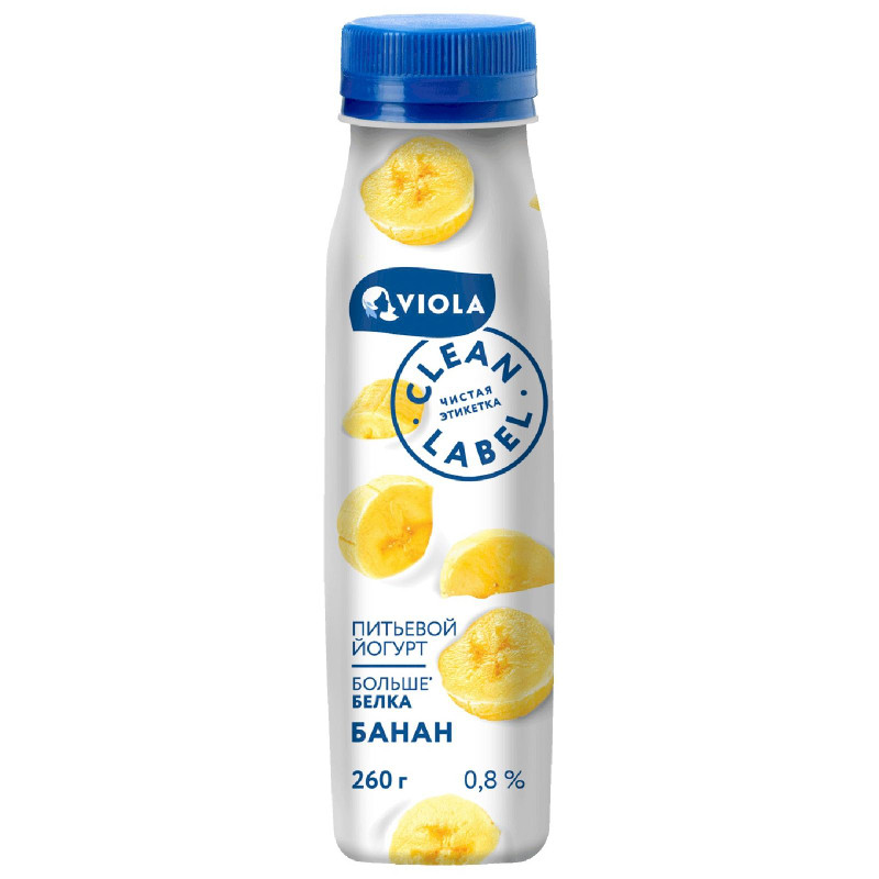 Изображение товара Йогурт питьевой Viola Clean Label с бананом 0.8%, 260г