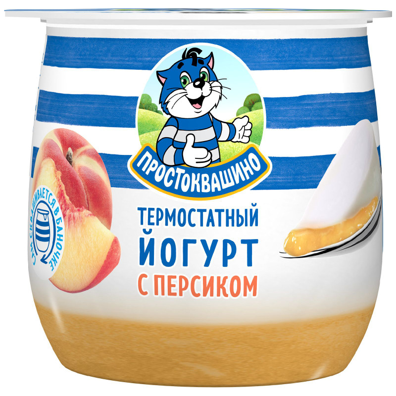 Изображение товара Йогурт термостатный Простоквашино двухслойный с персиком 3.4%, 160г
