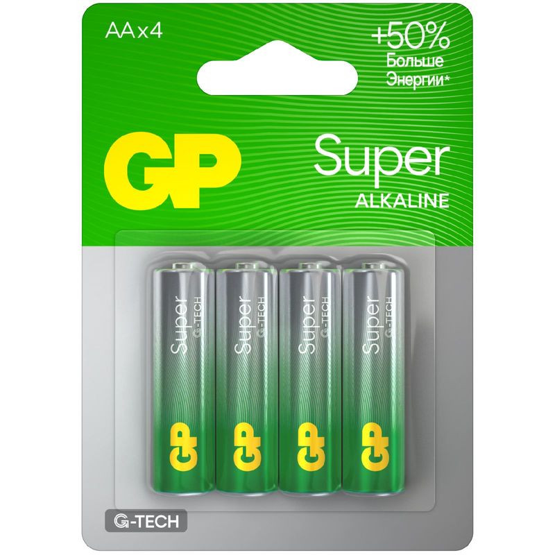 Изображение товара Батарейки GP Super АА 15А LR6 1.5В, 4шт - надежный источник питания