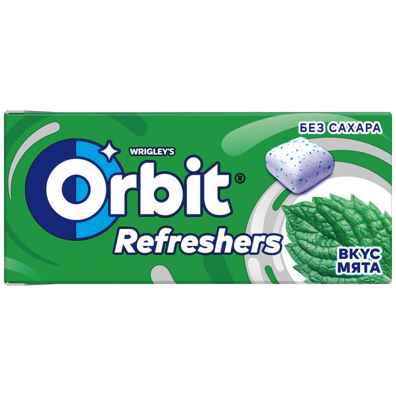 Изображение товара Жевательная резинка Orbit Refreshers со вкусом мяты 16 г освежающие кубики