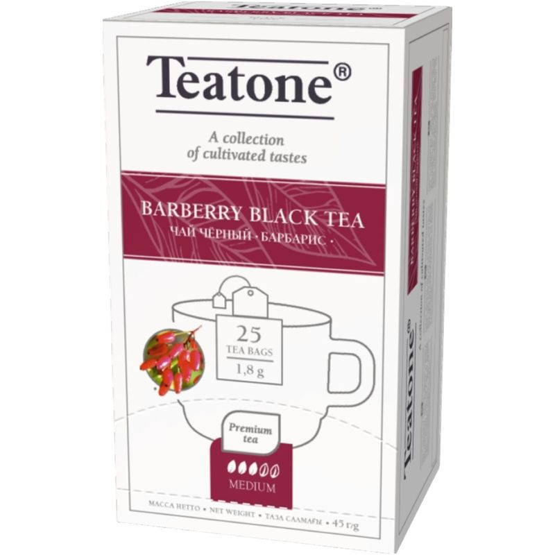 Изображение товара Чёрный чай с барбарисом Teatone, листовой, 25х1.8 г, Россия