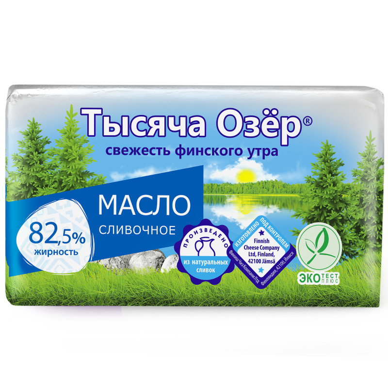 Изображение товара Масло сладкосливочное Тысяча Озер 82.5%, 180г