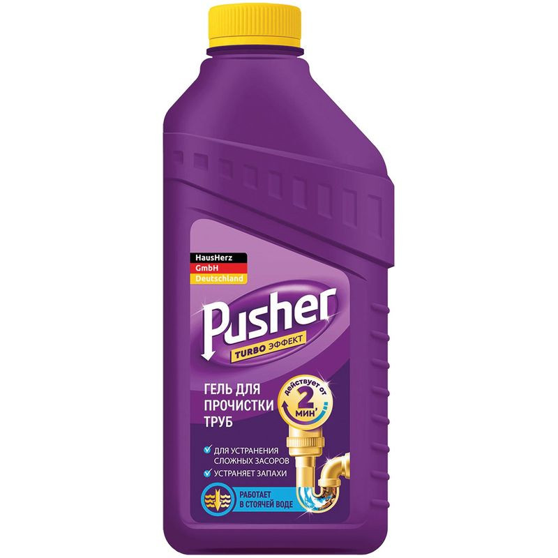 Изображение товара Средство Pusher для прочистки труб 500мл - удаление засоров и очищение сантехники