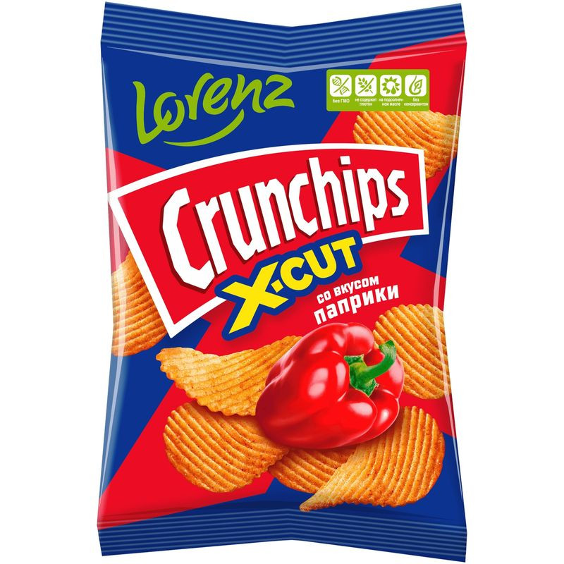 Изображение товара Чипсы Crunchips X-Cut картофельные рифленые со вкусом паприки 70г