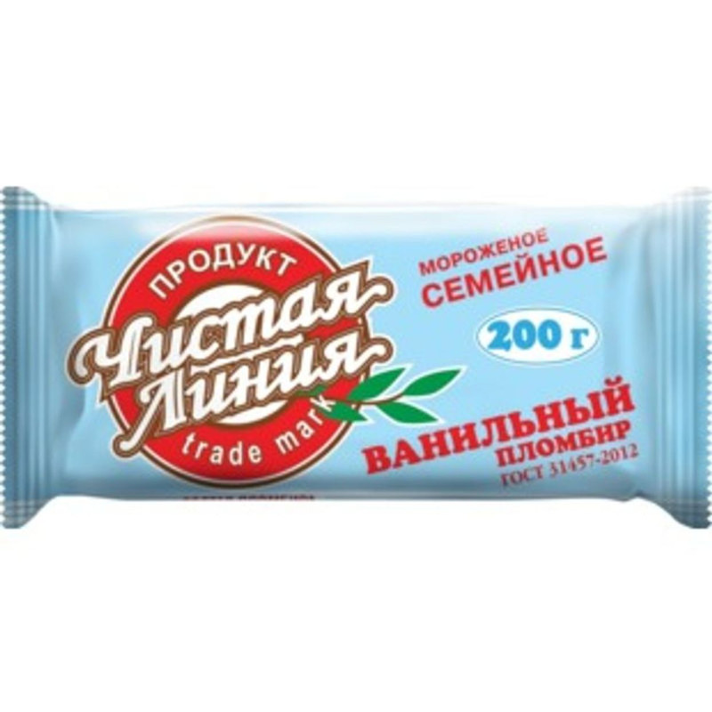 Изображение товара Пломбир Чистая Линия ванильный 12%, 200г