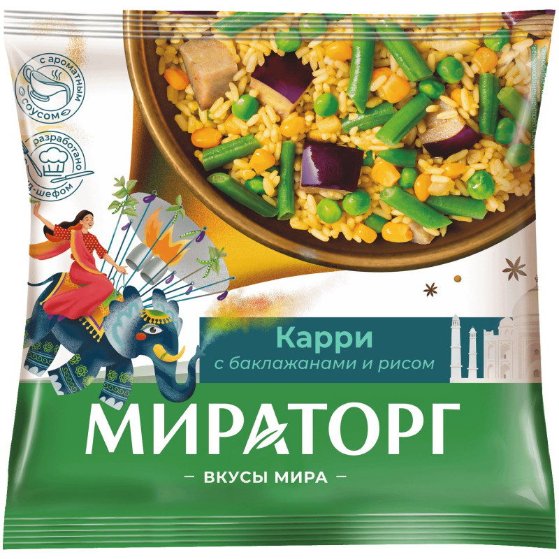 Изображение товара Смесь овощная Мираторг Карри с баклажанами и рисом замороженная, 400г