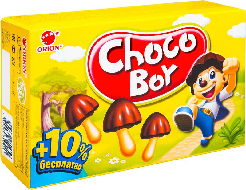 Изображение товара Печенье Orion Choco Boy шоколадное песочное с добавками 100г