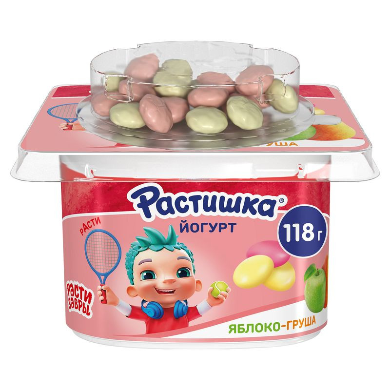 Изображение товара Йогурт Растишка яблоко-груша-печенье 3% 118г детский