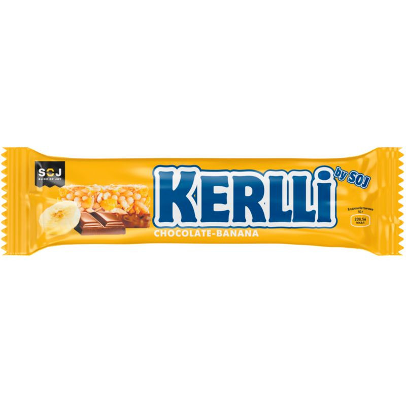 Изображение товара Злаковый батончик Soj Kerlli с бананом в молочном шоколаде 50г