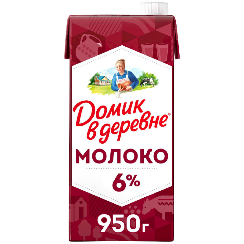 Изображение товара Молоко Домик в деревне 6%, 950г