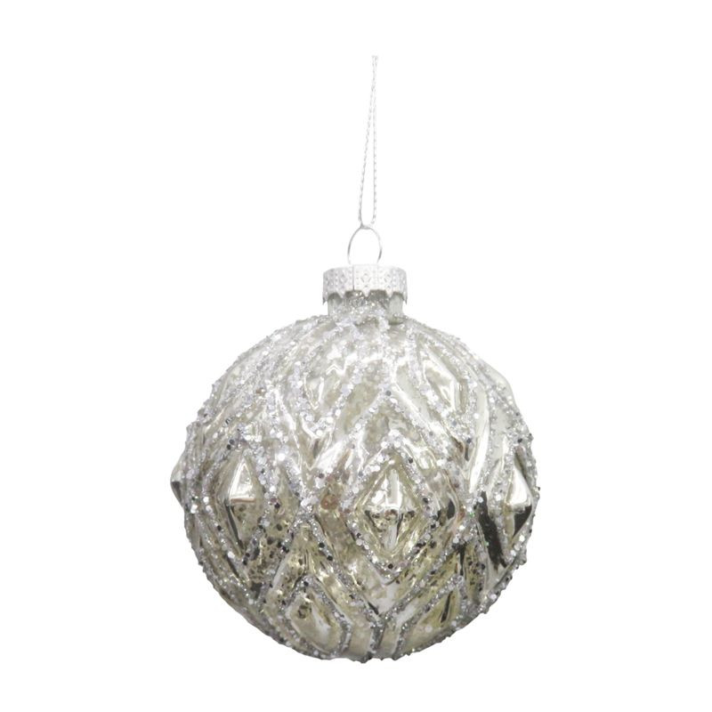 Изображение товара Ёлочное украшение Серебряный шар из стекла
