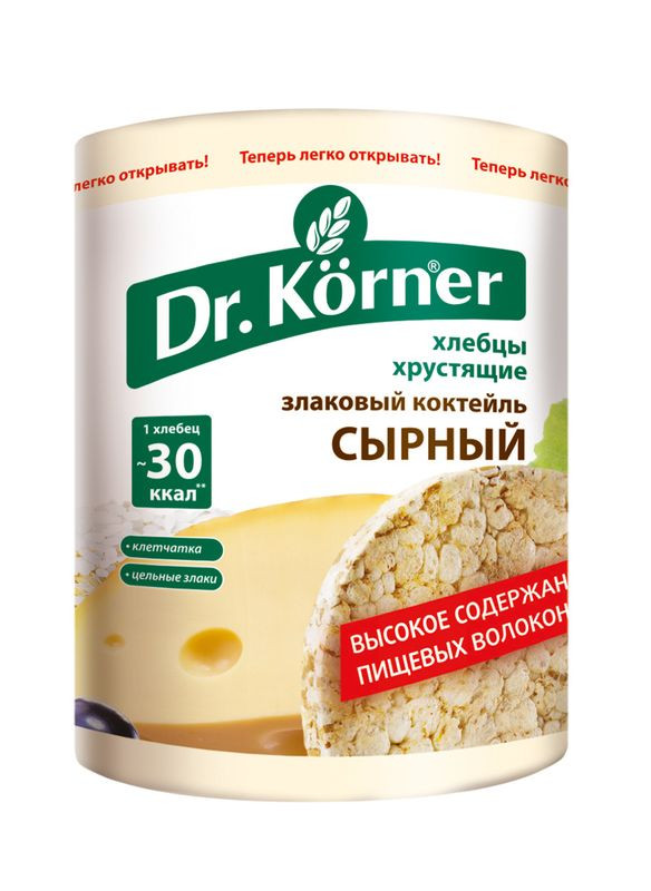 Изображение товара Хлебцы Dr.Korner Злаковый коктейль сырный 100 г натуральный состав
