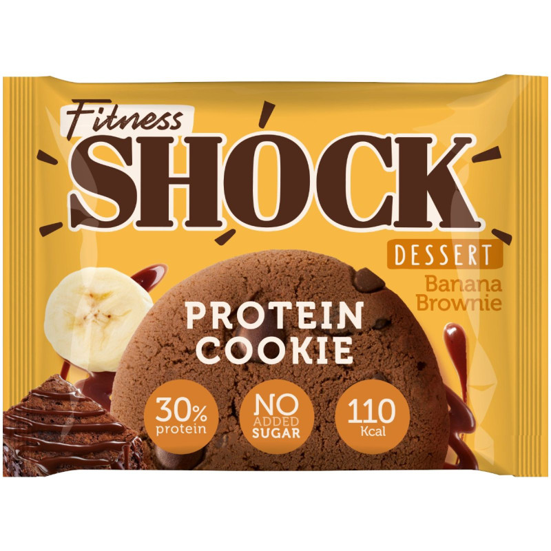 Изображение товара Печенье Fitnesshock Банановый брауни протеиновое, 35г