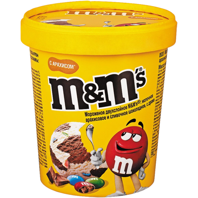 Изображение товара Двухслойное мороженое M&MS с арахисом и драже, 295 г