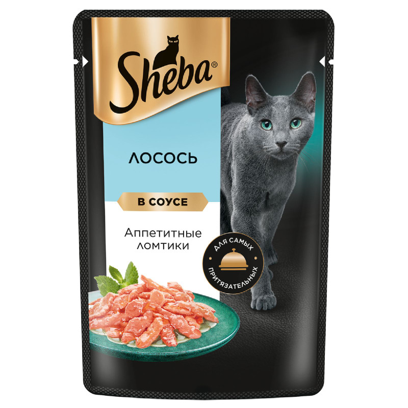 Изображение товара Влажный корм Sheba для кошек Ломтики в соусе с лососем, 75г