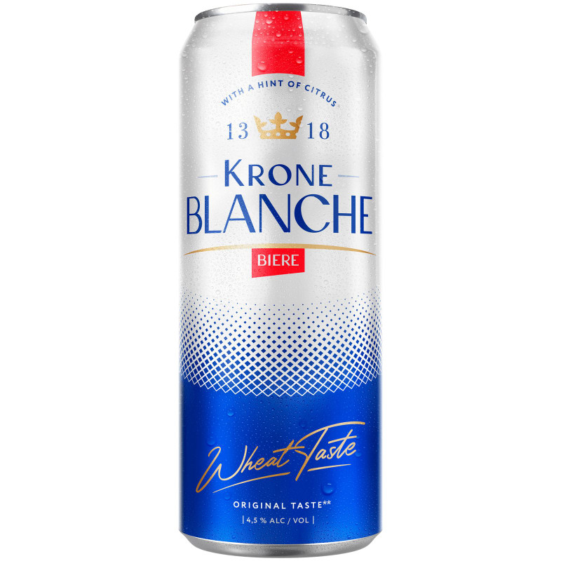 Изображение товара Напиток Krone Blanche Biere пивной пастеризованный 4.5%, 450мл