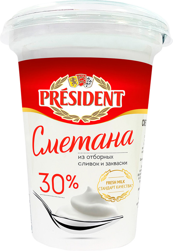 Изображение товара Сметана President 30%, 350г