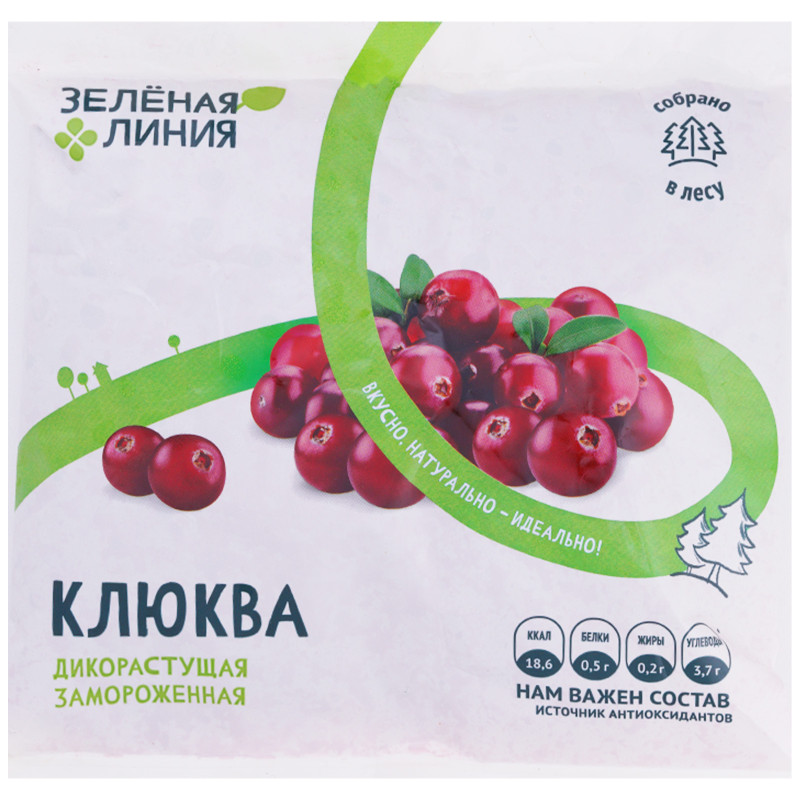 Изображение товара Клюква дикорастущая замороженная Зелёная Линия, 300г
