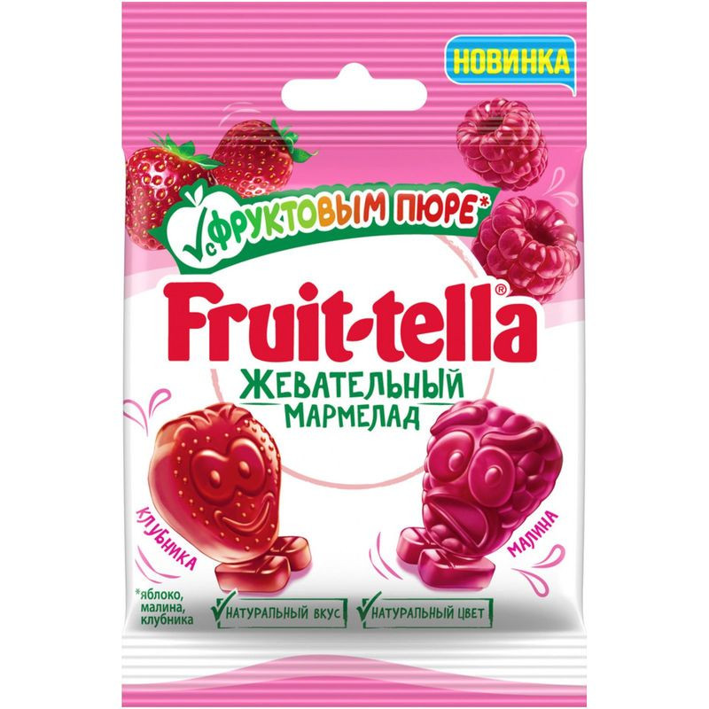 Изображение товара Мармелад Fruittella жевательный Клубника-Малина с фуктовым пюре, 36г