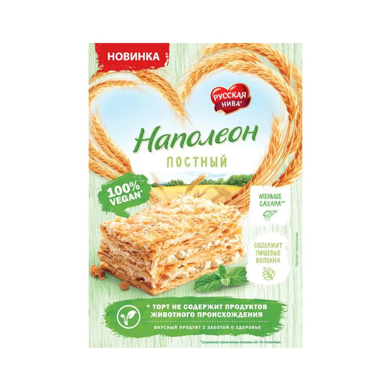 Изображение товара Слоеный торт Наполеон постный Русская Нива 340г натуральный вкус ванили