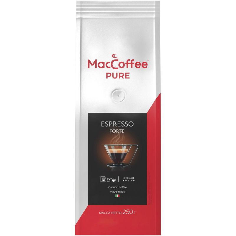 Кофе MacCoffee Pure Espresso Forte жареный молотый, 250г - купить с доставкой в Москве в Перекрёстке - 4223124