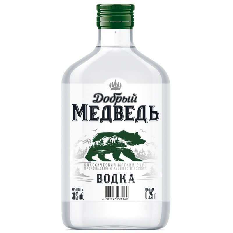 Изображение товара Водка Добрый медведь 38% 250мл натуральный вкус и мягкость