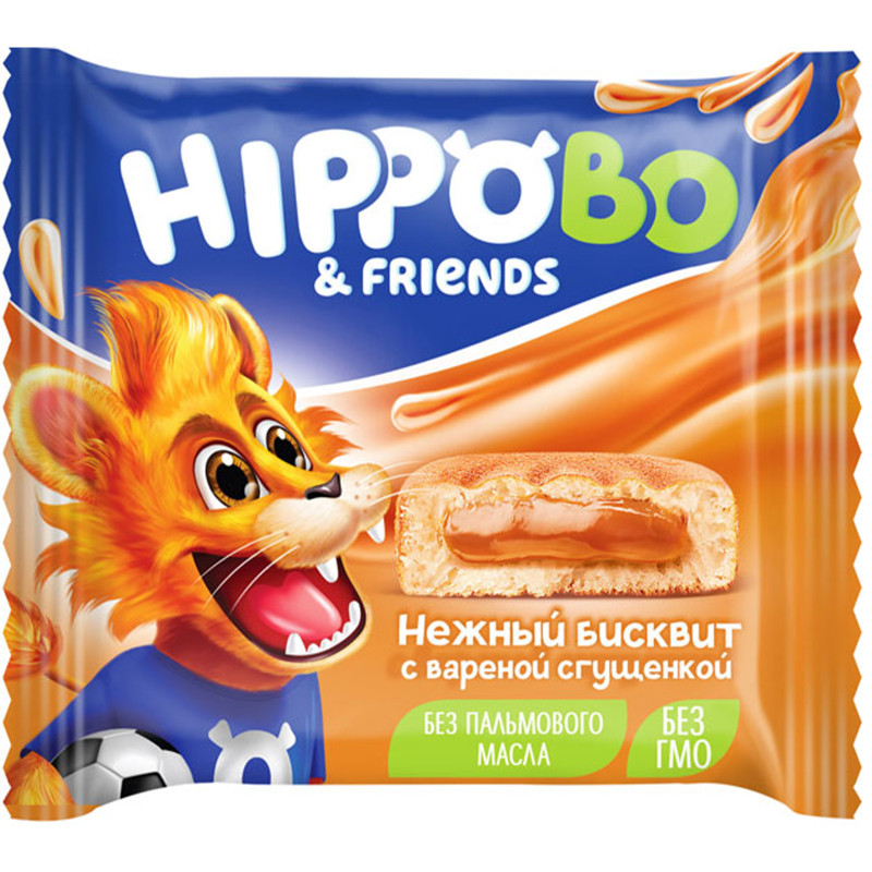 Изображение товара Пирожное Hippo Bo бисквитное с начинкой из варёной сгущенки, 32г