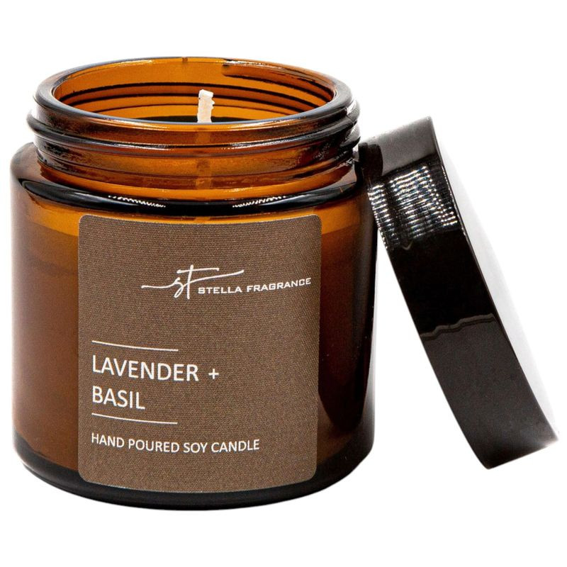 Изображение товара Ароматическая свеча Stella Fragrance Lavender+Basil 90г с натуральным составом