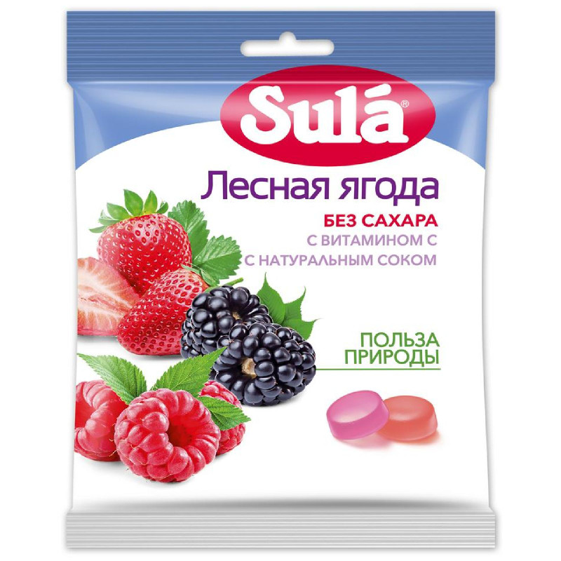 Изображение товара Карамель Sula лесная ягода без сахара, 60г