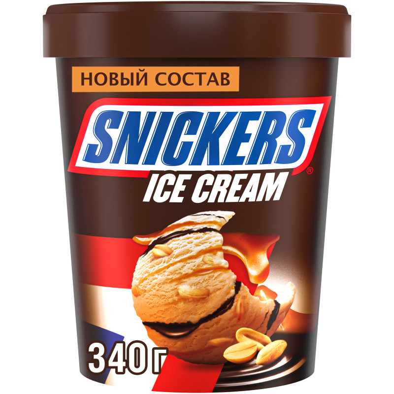 Изображение товара Сливочное мороженое Snickers с пастой из арахиса 340г